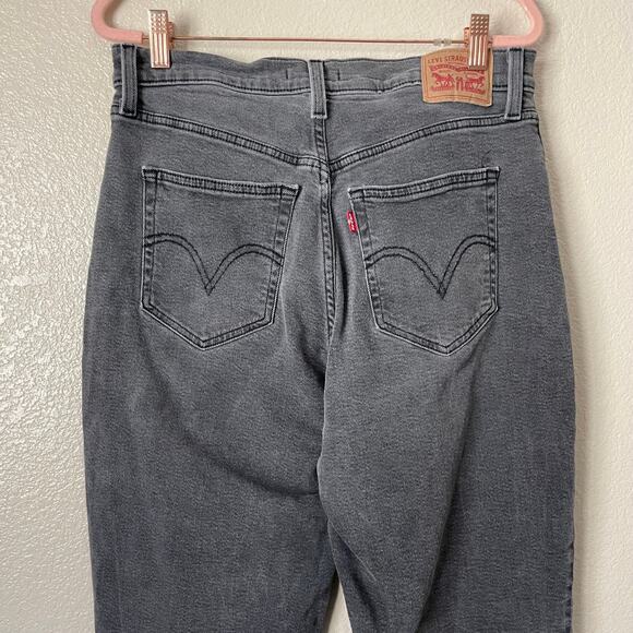 Levis Jeans Womens Size 31 Gray High Waisted Mom Denim Cropped Tapered Grunge - Picture 8 of 13